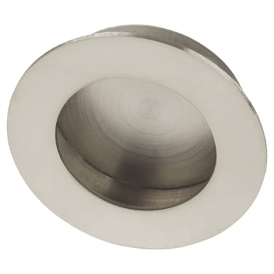 Circular Flush Cabinet Pull Handle - 65mm Diameter - Polished Stainless Steel