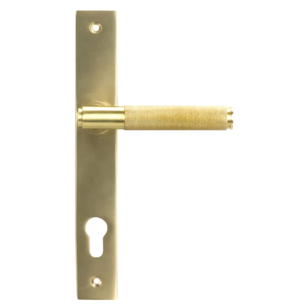 Satin Brass uPVC Slimline Knurled Multipoint Door Handles - 92mm c/c - Brompton Range 898179P