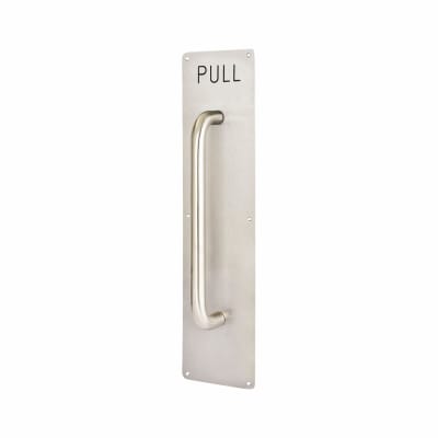 Satin Stainless Steel 19mm D-Bar Door Pull Handle on Plate - PULL - Screw Fix - 500 x 125mm