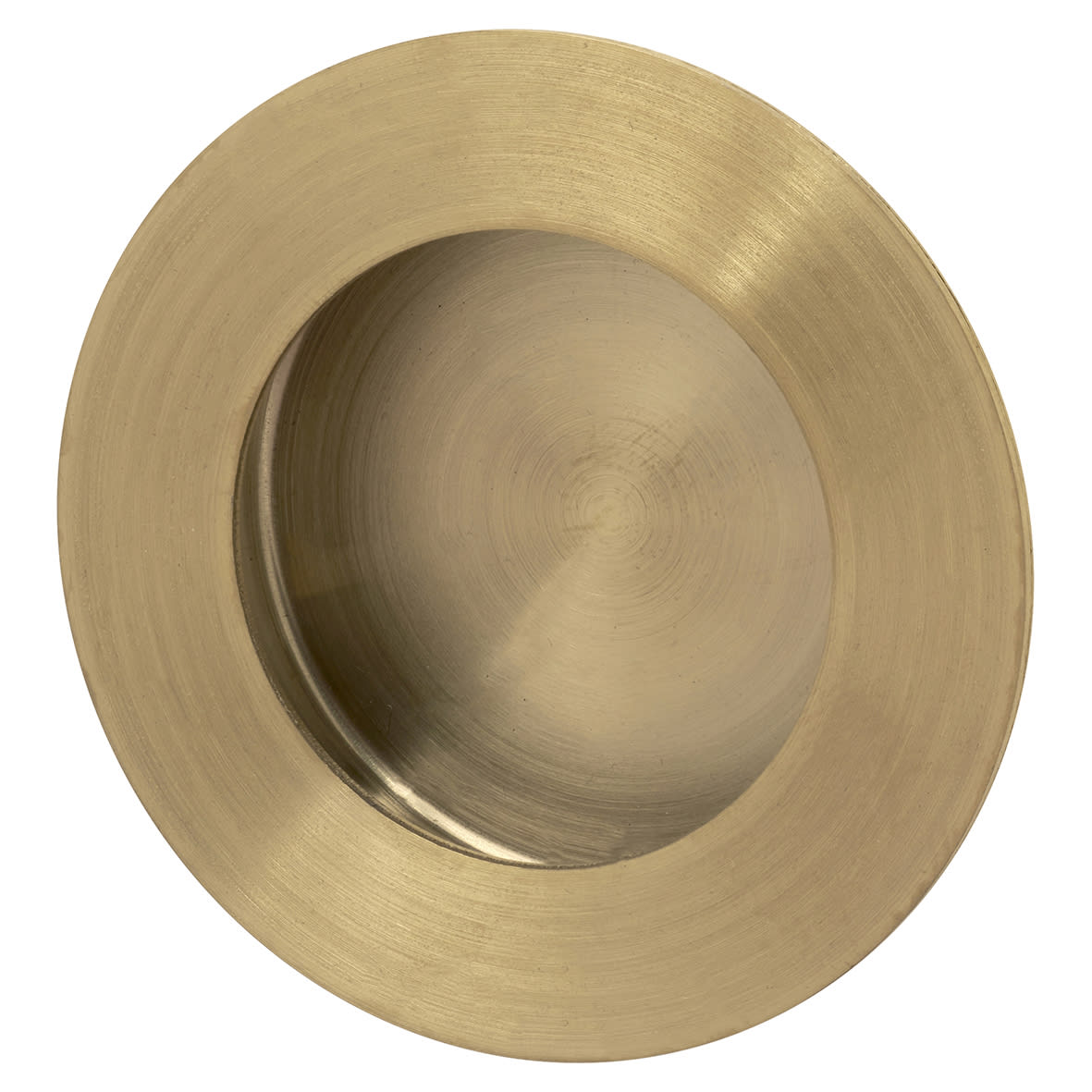 Circular Flush Cabinet Pull Handle - 65mm Diameter - PVD Satin Brass