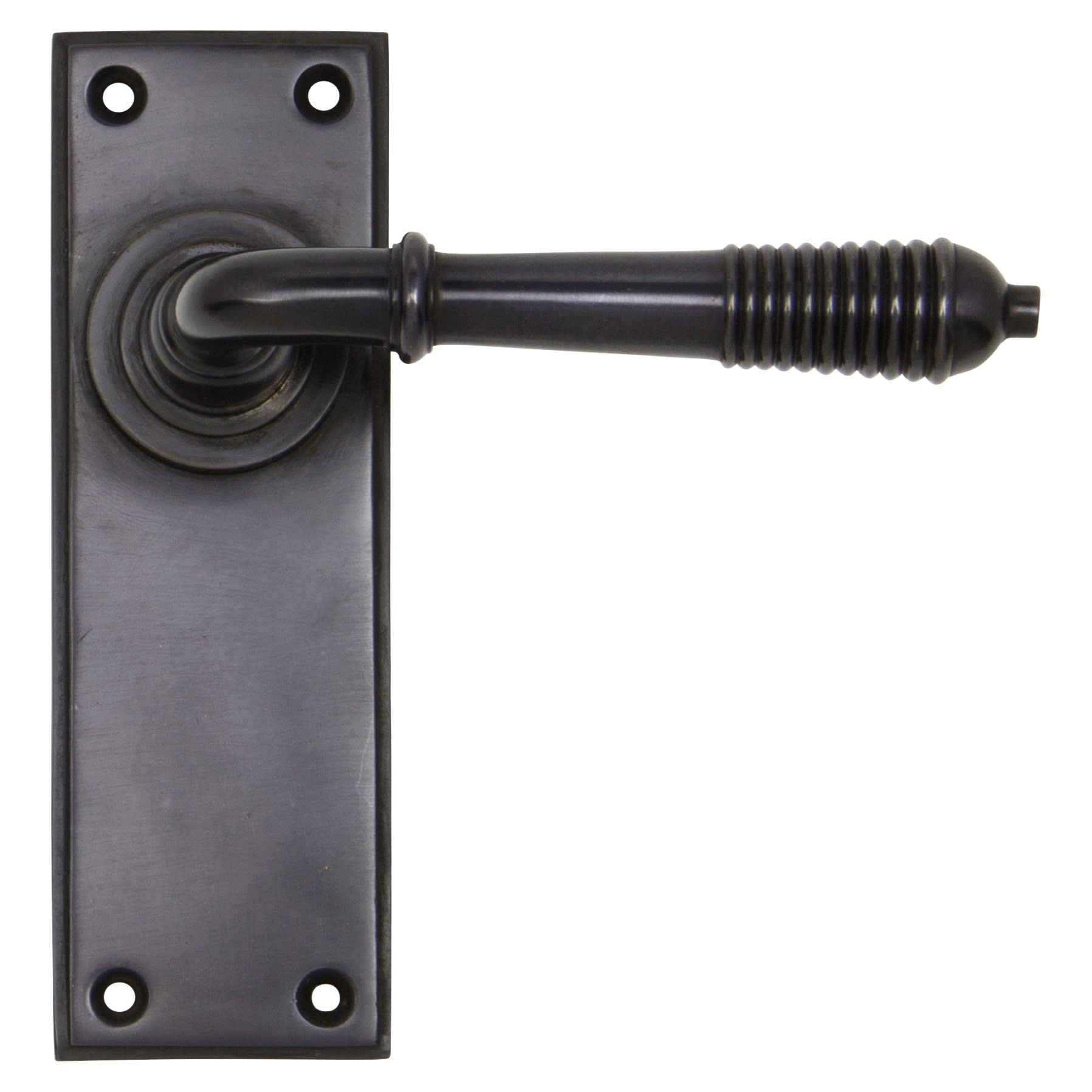 Aged Bronze Reeded Latch Door Handles - 152 x 50mm