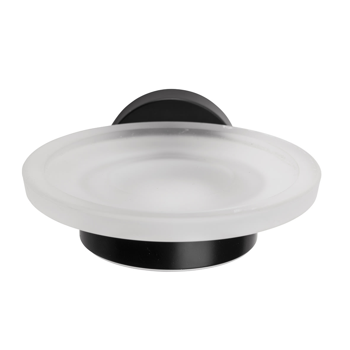 Epsom Flexi-Fix Frosted Glass Soap Dish & Holder - 130 x 107.5 x 54mm - Matt Black
