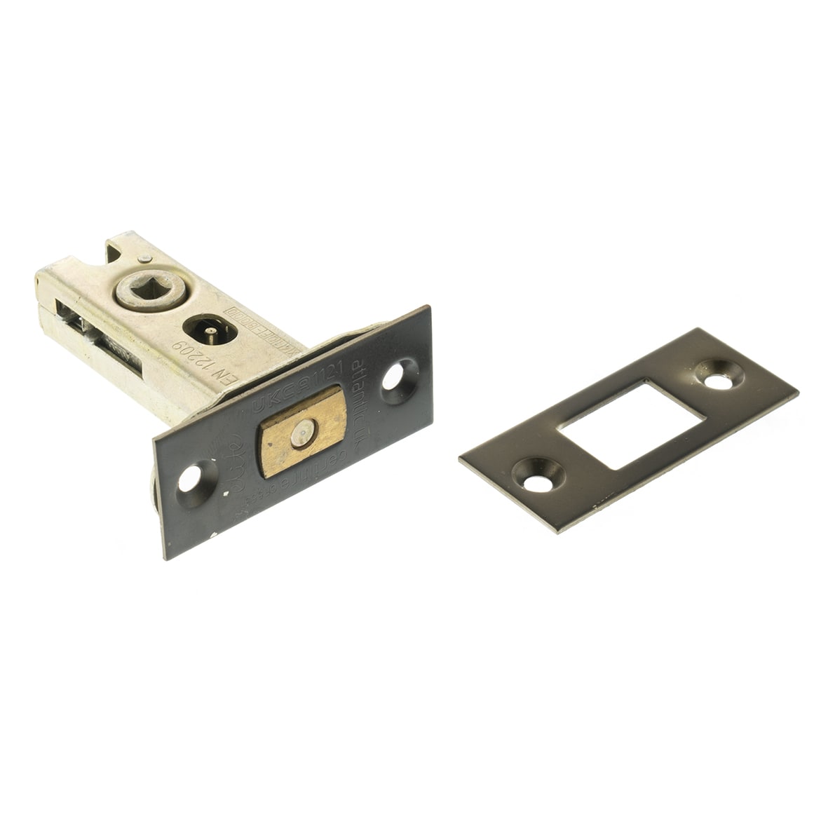 Fire-Rated Bolt Through Tubular Bathroom Deadbolt - 65mm Case - 45mm Backset - Square - Dark Bronze