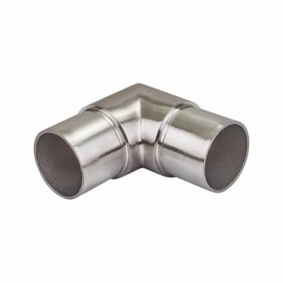 90° Sharp Elbow Tube Connector - 316 Brushed Satin Stainless Steel