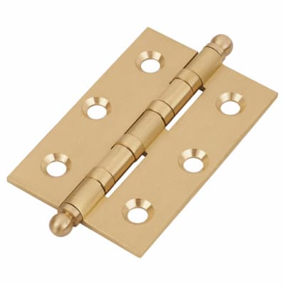 Ball Tip Washered Butt Door Hinge - 75 x 50 x 2.5mm - Satin Brass - Pair