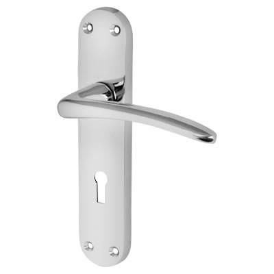 Polished Chrome Keyhole Lock Door Handles - Salerno Range - 182 x 39mm