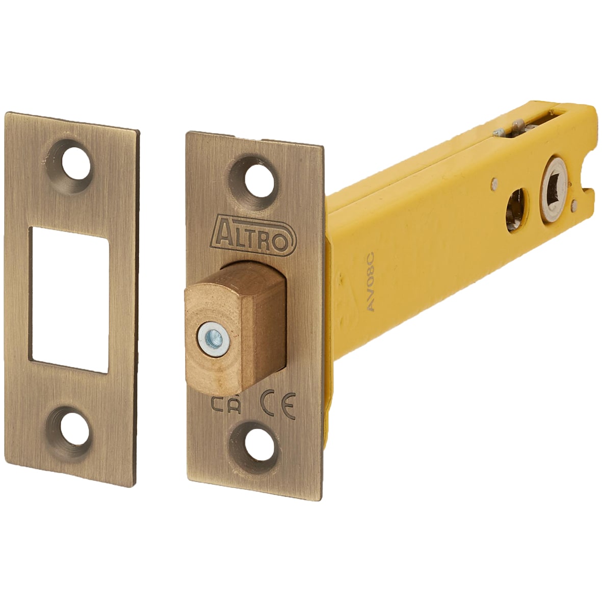 5mm Bolt Through Tubular Bathroom Deadbolt - 127mm Case - 108mm Backset - Square - Ant Brass