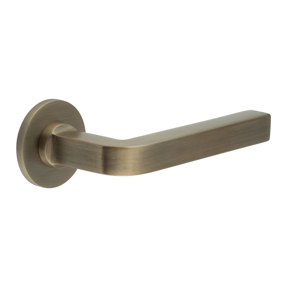 Antique Brass Sprung Fire Rated Door Handles on Round Rose - CR-104 Range