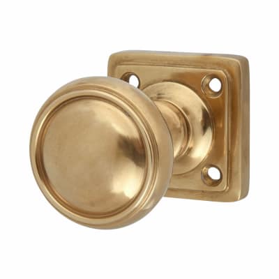 Light Bronze Ribbed Mortice Door Knob on Square Rose - 55 x 55mm Rose