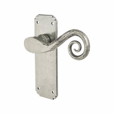 Pewter Monkey Tail Latch Door Handles - 152 x 50mm