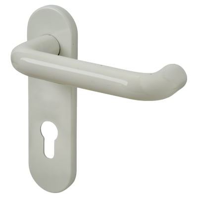 Diamond White Nylon Steel Core Euro Lock Door Handles - 72mm c/c - Paris Range