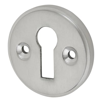Escutcheon - 40mm Diameter - Keyhole - Satin Chrome