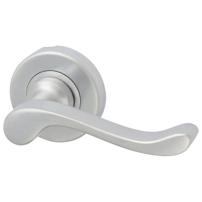 Marcus Satin Chrome Scroll Door Handles on Round Rose - Bedford Range