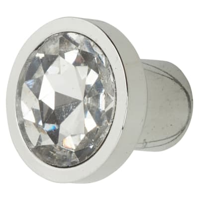 Flat Crystal Glass Cabinet Knob - 21mm Diameter - Polished Chrome