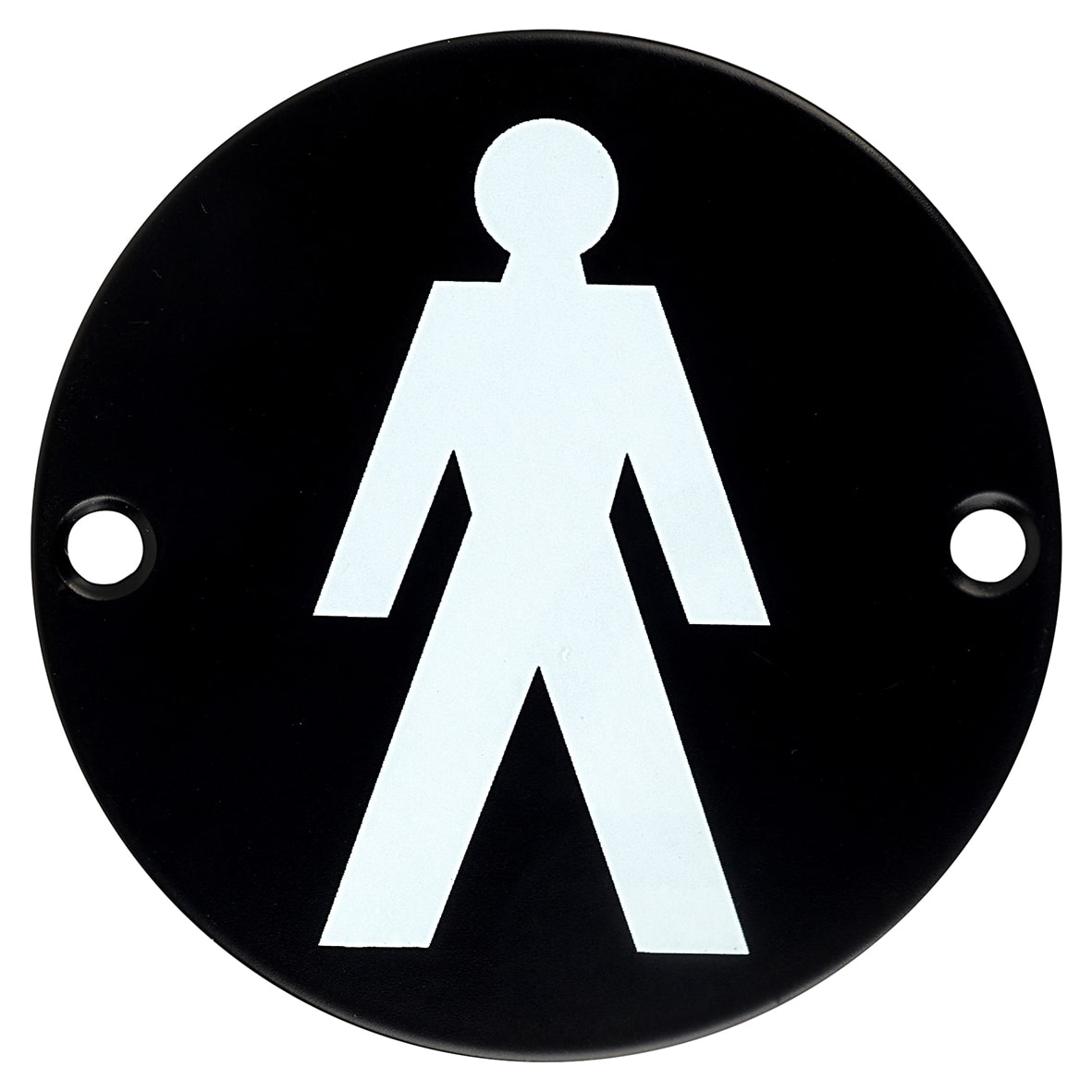 Male Toilet Door Sign - 75mm Diameter - Matt Black