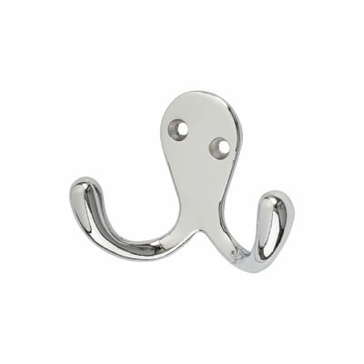 Diecast Double Coat Hook - 70 x 28mm - Polished Chrome - Pack of 10
