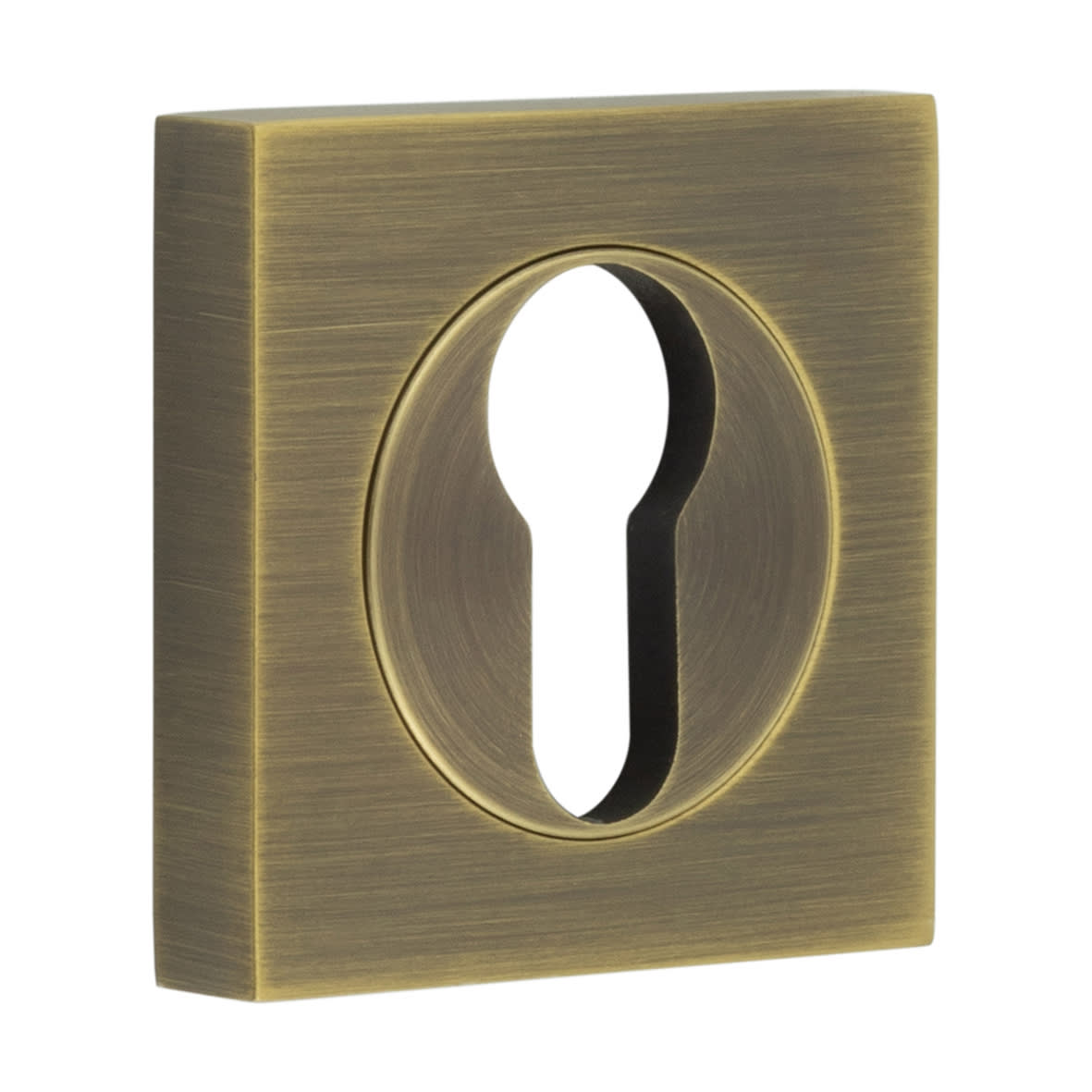 Square Escutcheon on Plain Rose - 52 x 52mm - Euro - Antique Brass