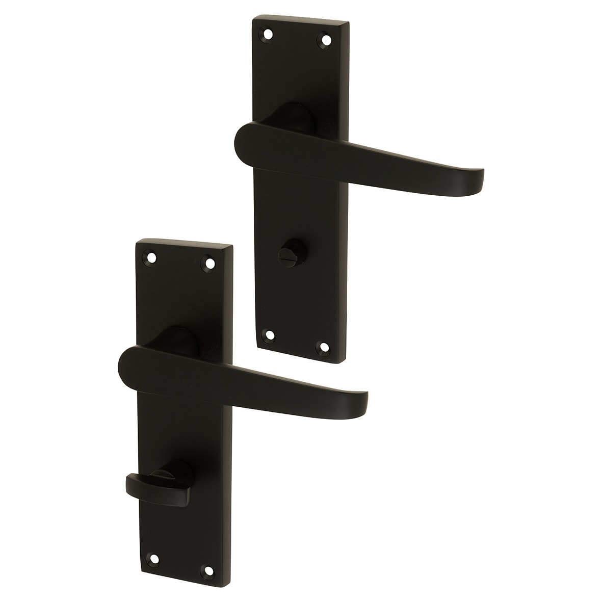 Matt Black Budget Straight Bathroom Door Handles - Mia Range - 153 x 42mm