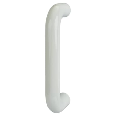 Diamond White Nylon D-Bar Door Pull Handle - Bolt Fix - 220mm c/c