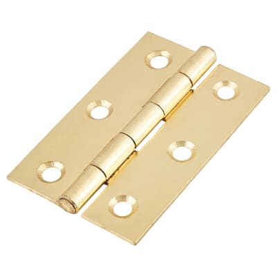 Steel Butt Door Hinge - 75 x 50mm - Polished Brass - Pair
