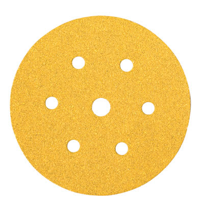 Gold Sanding Disc 7 Hole - 150mm Diameter - Grit 100 - Pack of 100