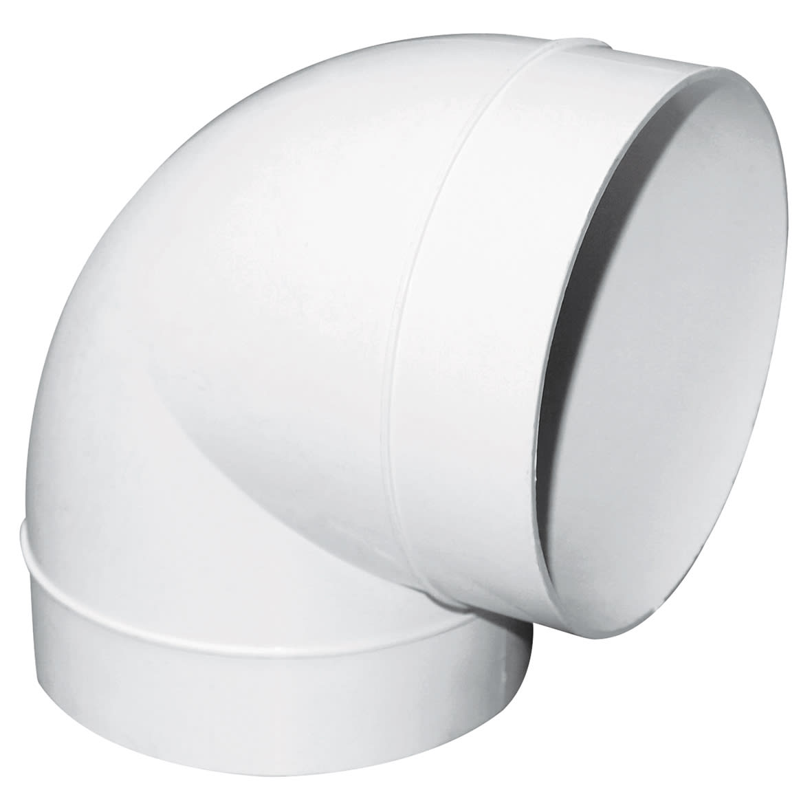 Plastic 90° Elbow Pipe Connector - 6"/150mm - White