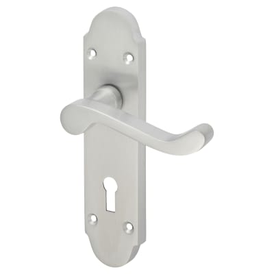 Satin Chrome Victorian Summer Scroll Keyhole Lock Door Handles - 168 x 40mm