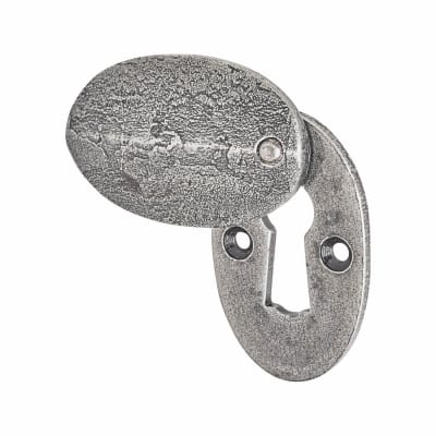 Oval Covered Escutcheon - 51 x 29mm - Keyhole - Pewter
