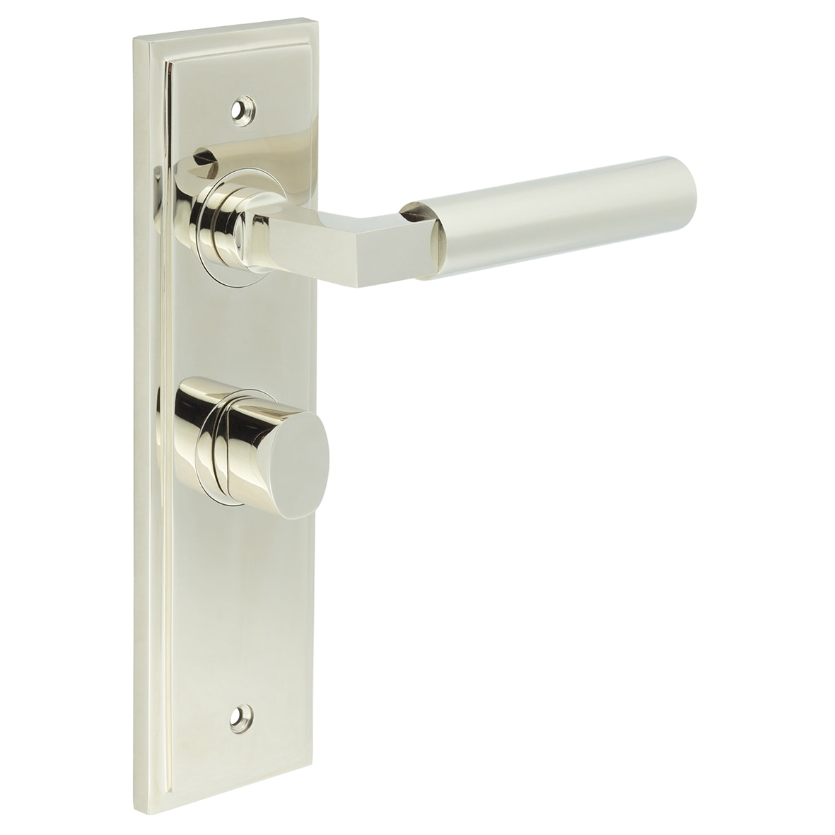 Polished Nickel Fire Rated Bathroom Door Handles - Westminster - Inner 2 - 200 x 55mm
