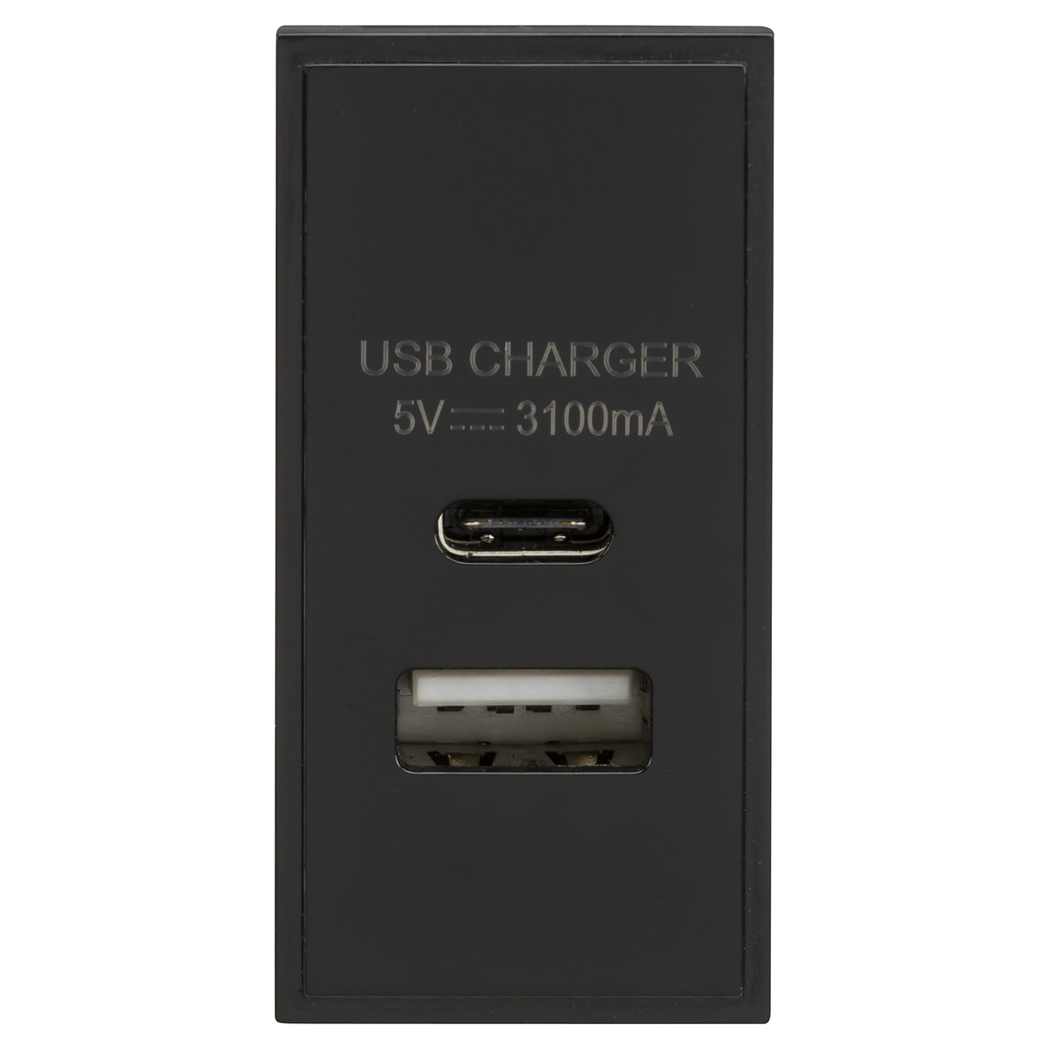 Type A/C USB Charger Euro Module - 3.1A - Black