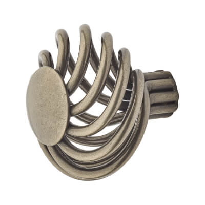 Cage Flat Round Cabinet Knob - 45mm Diameter - Polished Steel