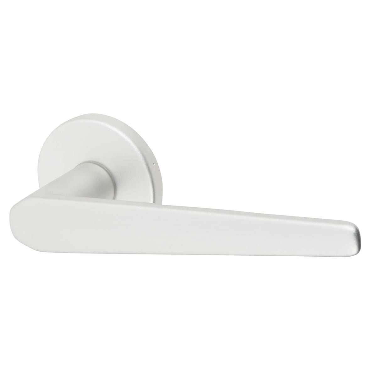 Satin Aluminium Door Handles on Round Rose - Easy Click Neptune Range