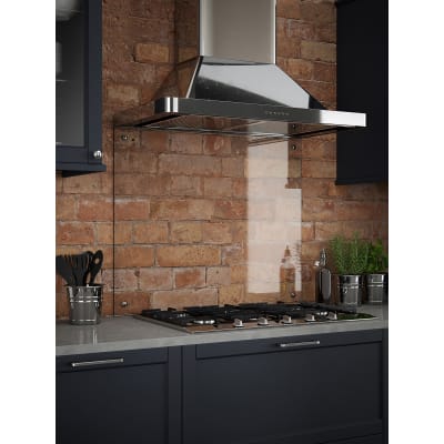 Screw Fix Glass Kitchen Splashback - 750 x 900mm - Clear