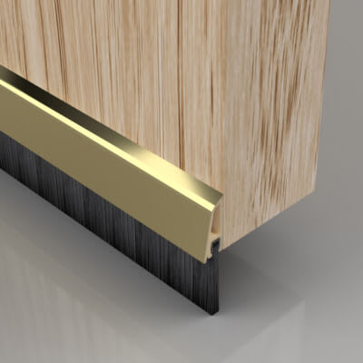 Concealed Fixed Bottom Door Brush - 838mm Length - Brush Size 25mm - Gold 673789P