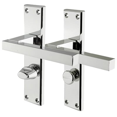 Brass Polished Chrome Bathroom Door Handles - Stratus Range - 180 x 40mm