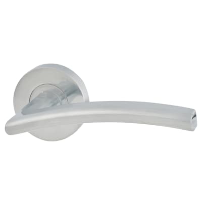 Satin Chrome Door Handles on Round Rose - Sabre Range