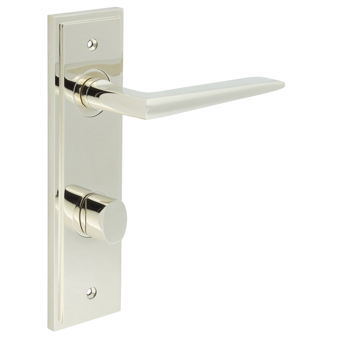 Polished Nickel Fire Rated DIN Bathroom Door Handles - Mayfair - Inner 2- 200 x 55mm