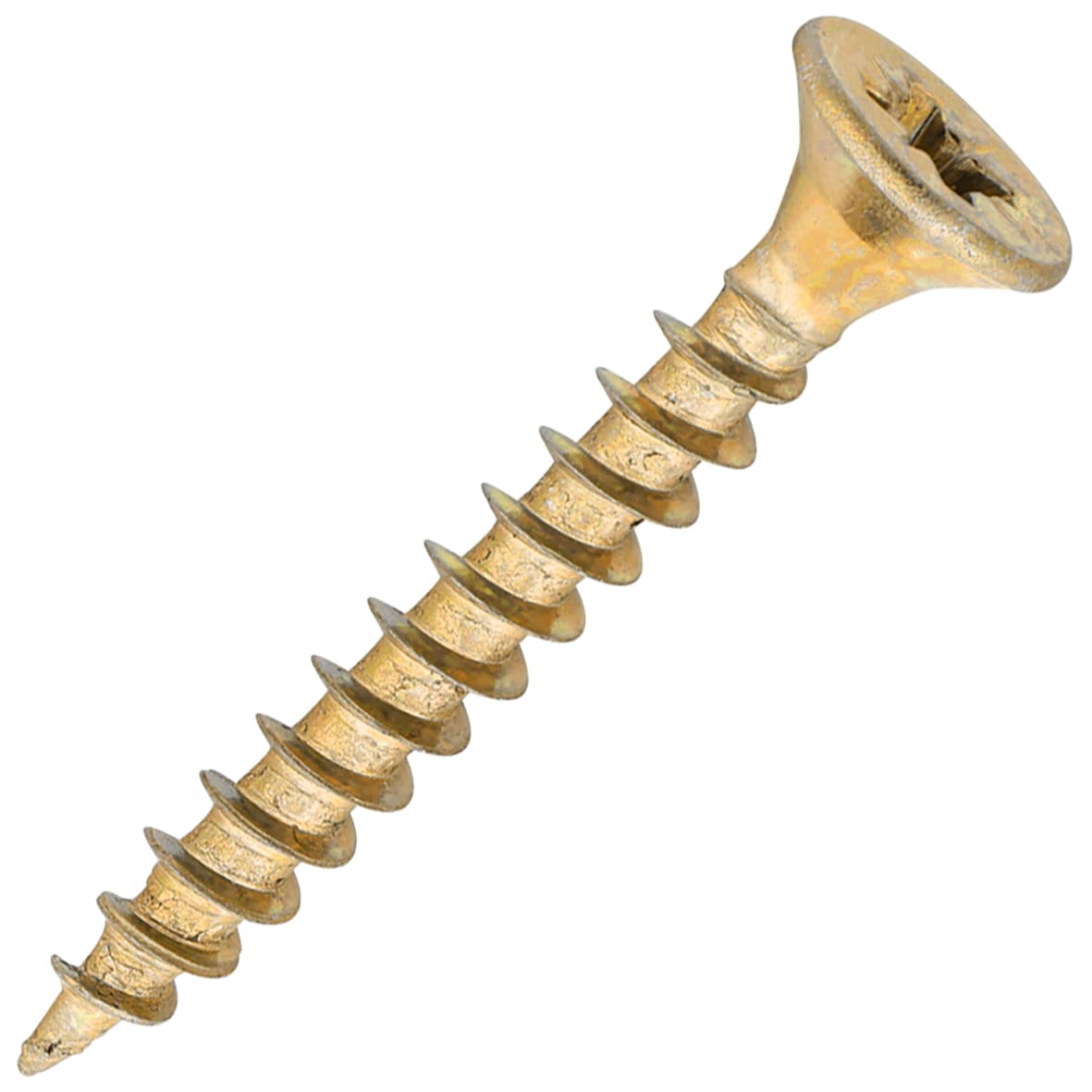 General Purpose Pozi Countersunk Chipboard Wood Screws - 4.0 x 30mm - Yellow Zinc - Pk of 200