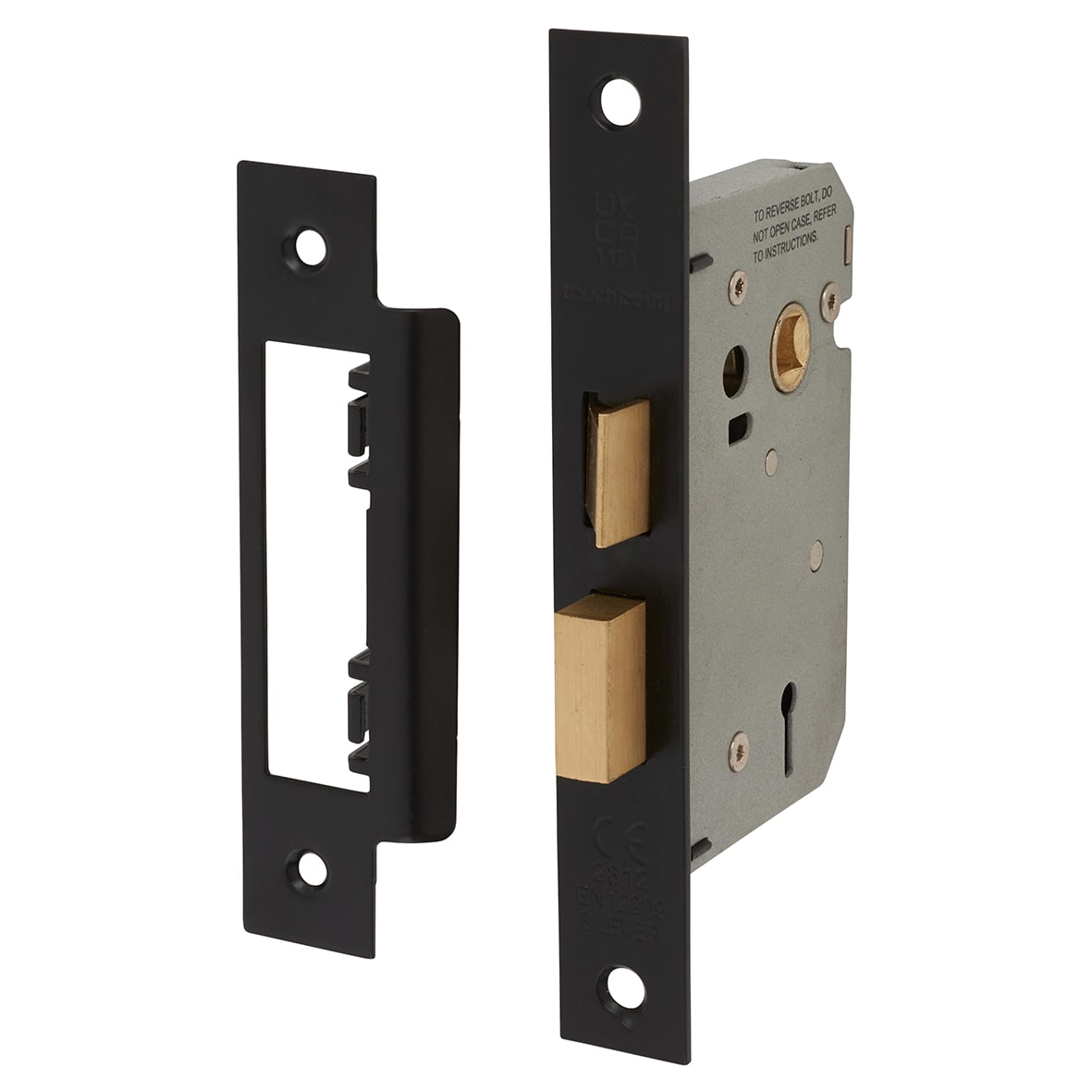 Contract Bolt Through 3 Lever Sashlock - 65mm Case - 44mm Backset - Matt Black