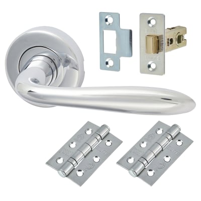 Marcus Polished Chrome Latch Door Handles on Rose Pack - Sutton Range