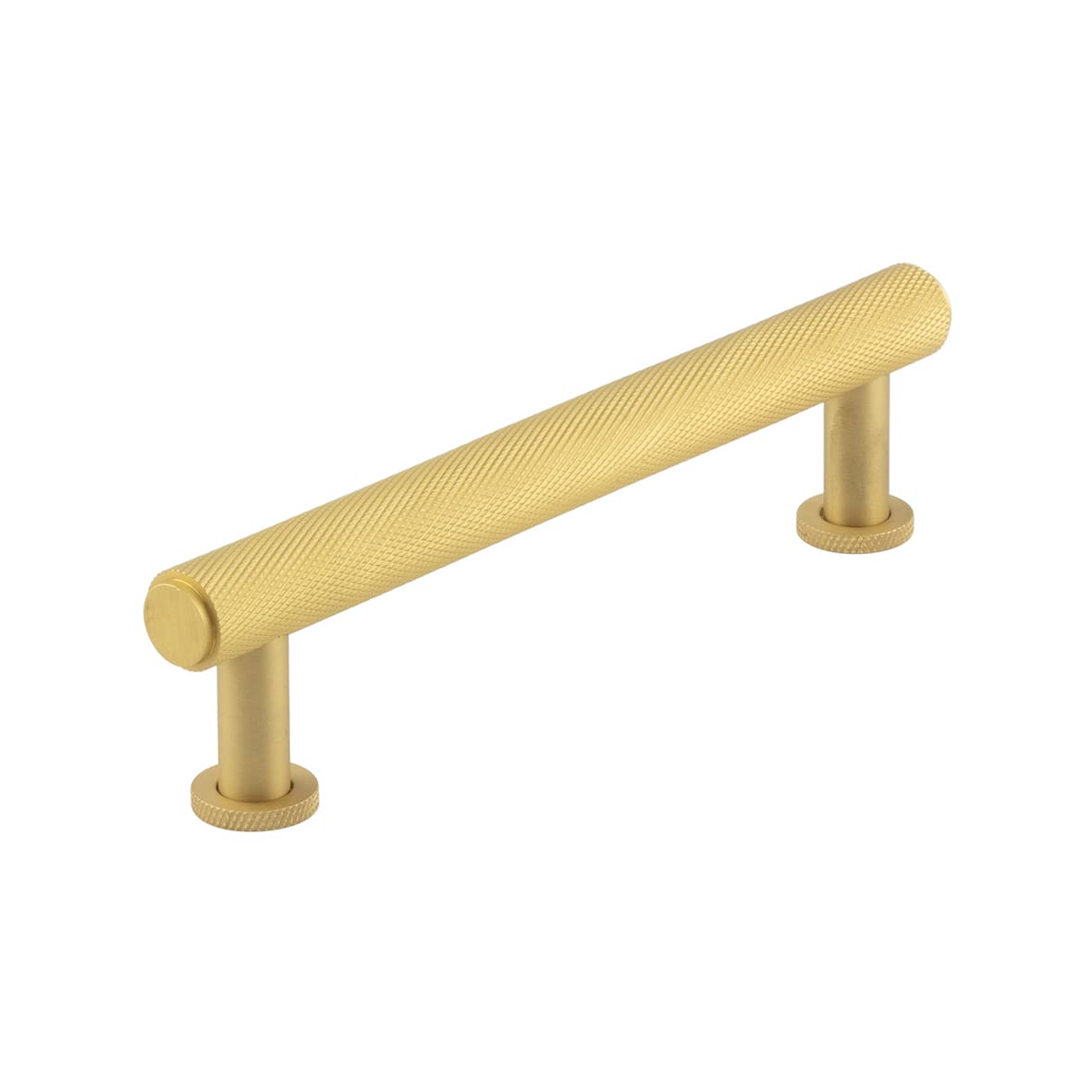 Piccadilly 15mm Knurled T-Bar Cabinet Pull Handle - 128mm c/c - Satin Brass
