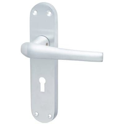 Satin Chrome Keyhole Lock Door Handles - Naples Range - 182 x 40mm