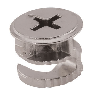 Cam Connector with Rim - 15mm Diameter - 15mm Locking Centre - Nickel Plated - Pack of 50