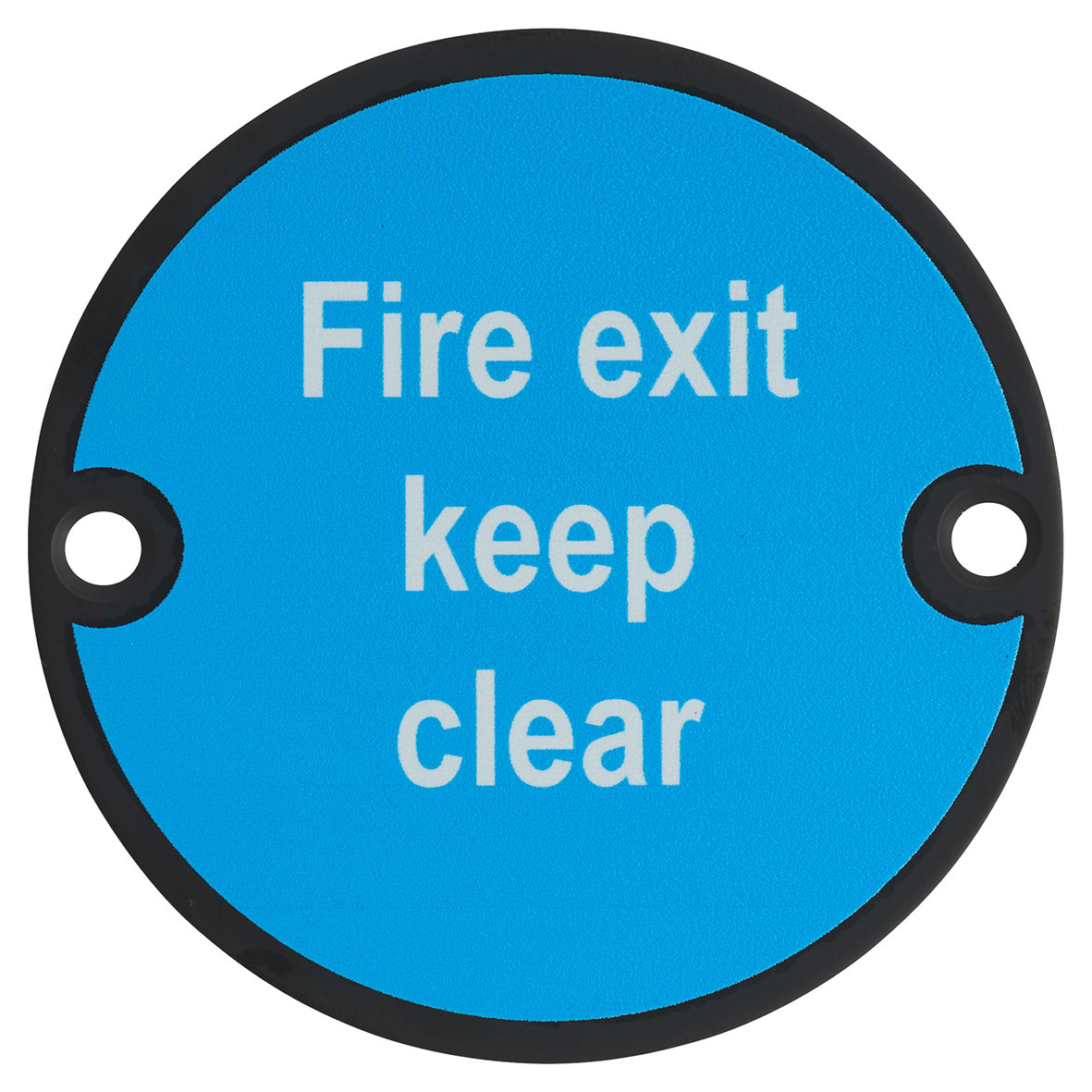 Fire Exit Keep Clear Door Sign - 75mm Diameter - Matt Black