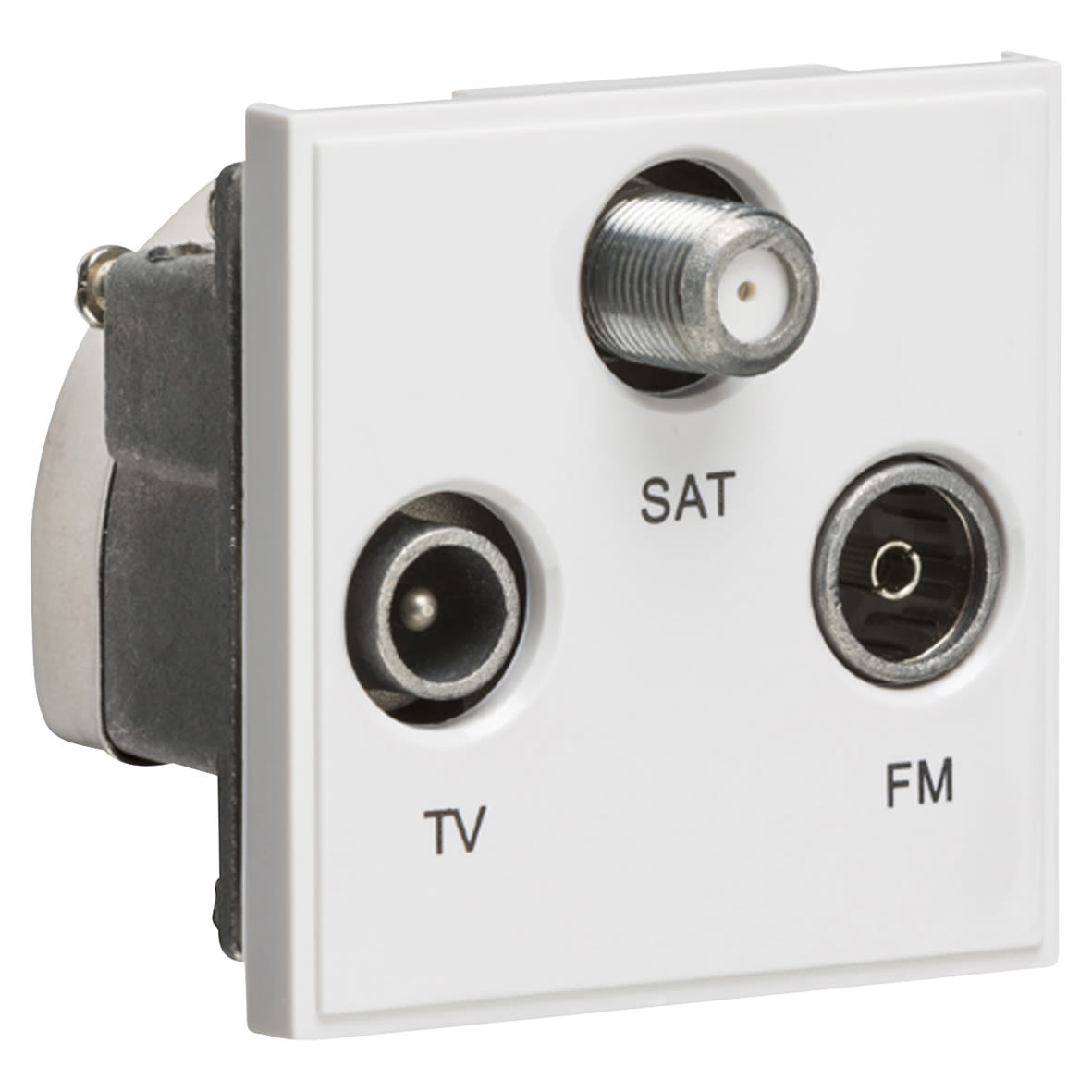 1 Gang TV + F type Satellite + FM/DAB Triplexer Euro Module - White