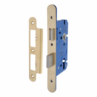 Architectural DIN Euro Sashlock - 85mm Case - 60mm Backset - Radius - PVD Brass