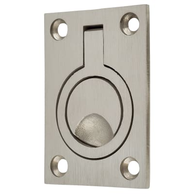 Rectangular Flush Ring Cabinet Pull Handle - 62 x 44mm - Satin Stainless Steel