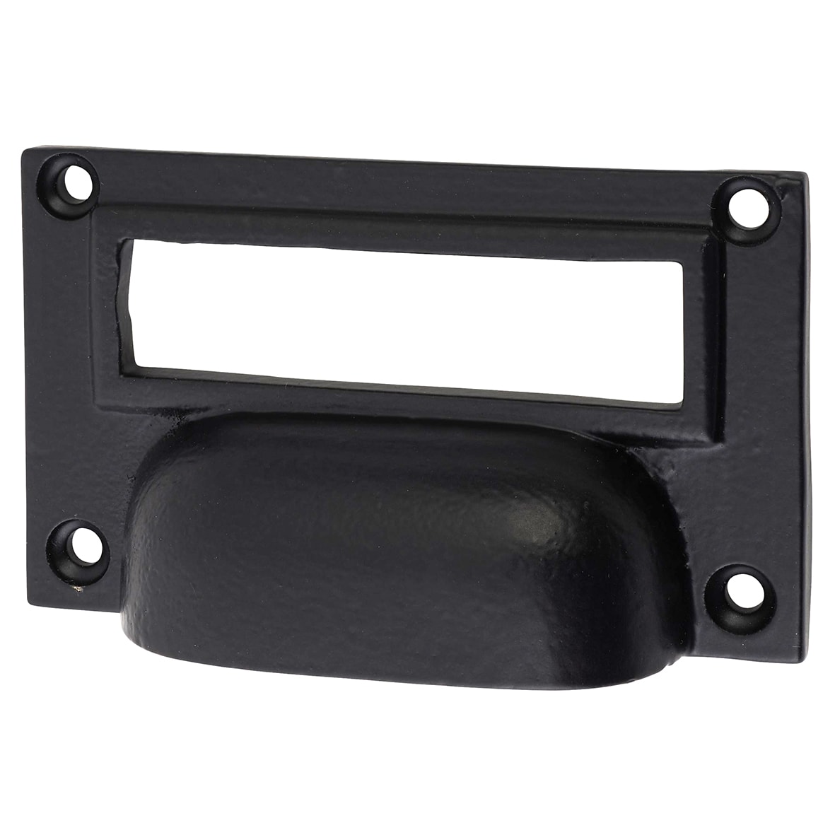 Cabinet Cup Handle - Card Holder - 75mm Centres - Black Iron