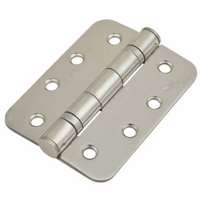 Radius Ball Bearing Grade 13 Butt Fire Door Hinge - 102 x 76 x 3mm - 201 Pol Stainless - Pair