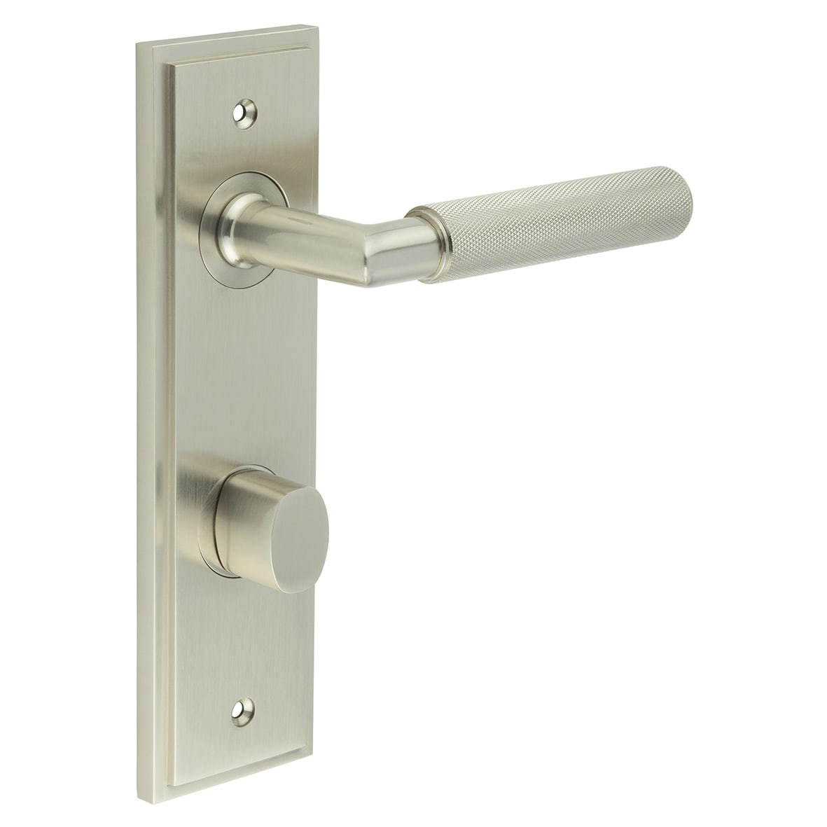 Satin Nickel Fire Rated DIN Bathroom Door Handles - Piccadilly - Inner 2 - 200 x 55mm